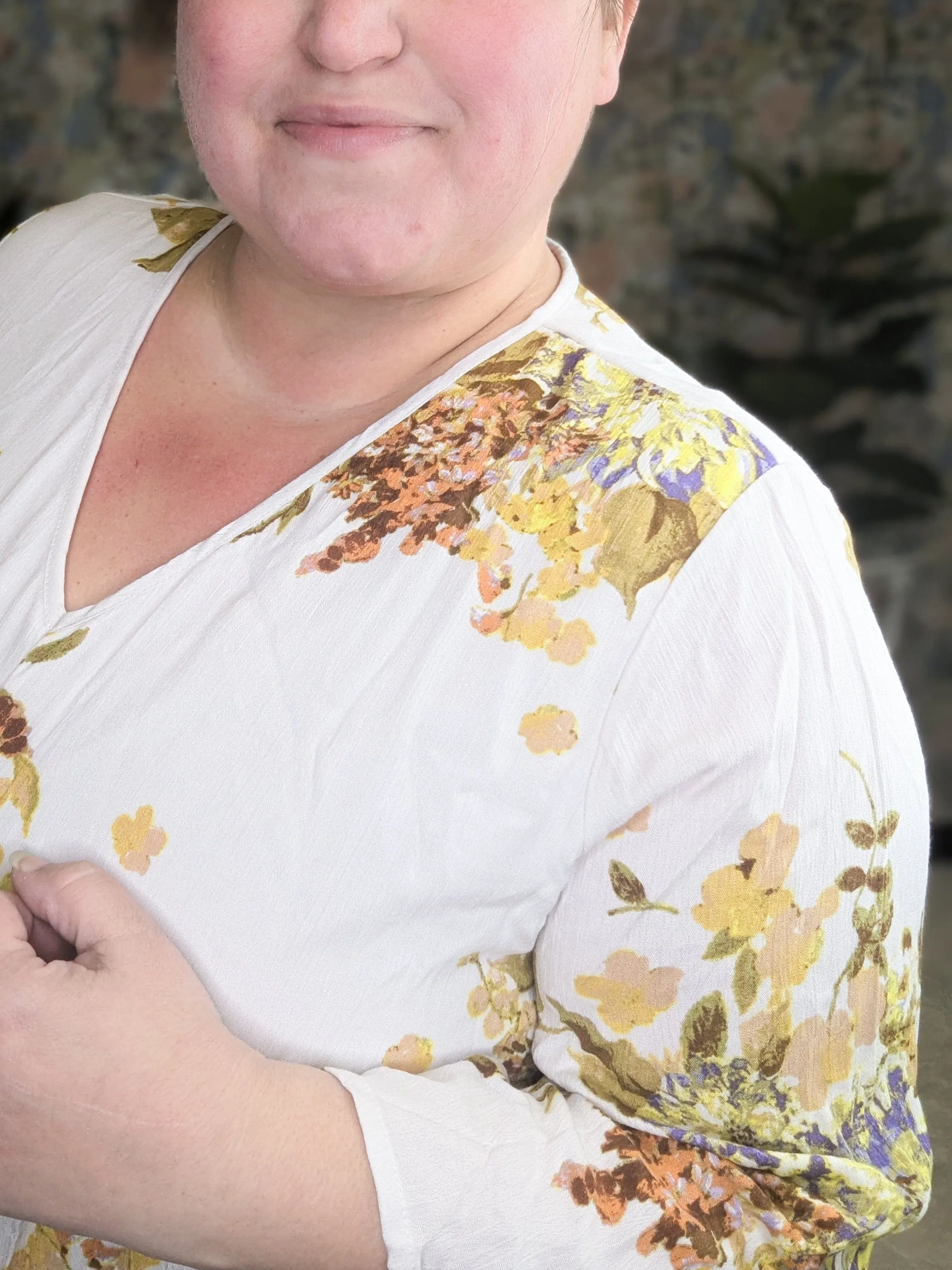 SALE- Raenee Ivory Kimono Sleeve Dress in Fall Florals