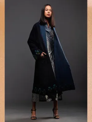 Sanskar by Sonam Dubal - Grey Silk Ikat Long Kimono Dress