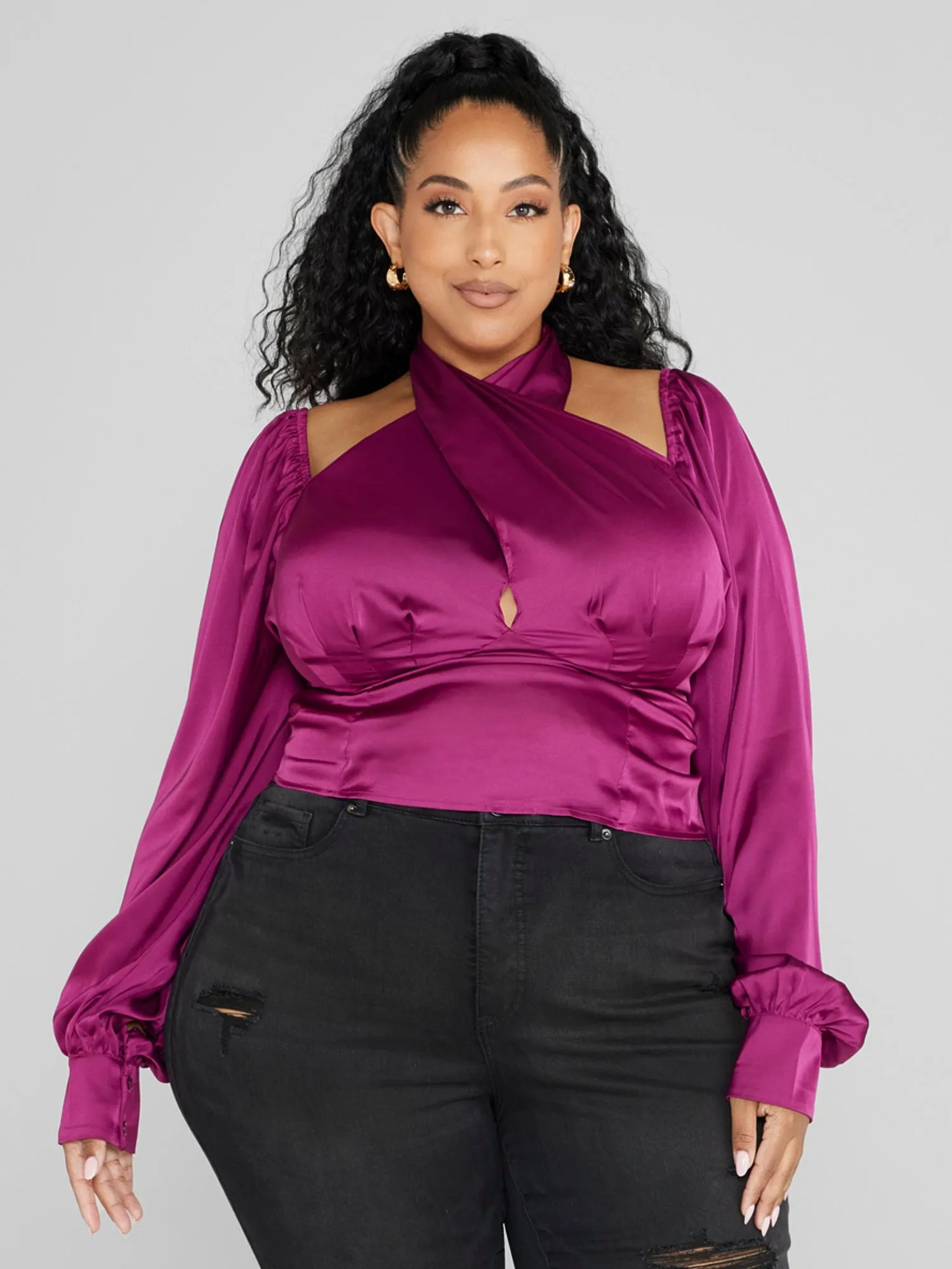 Sheree Crisscross Halter Neck Top