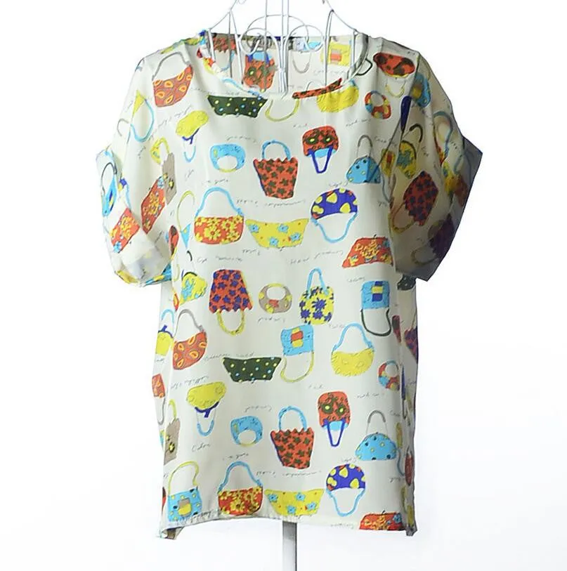 Shirt Women Blouses Kimono Chiffon Blouse Plus Size Summer Loose Colorful Print Casual Short Sleeve Blusa Feminina Stripe