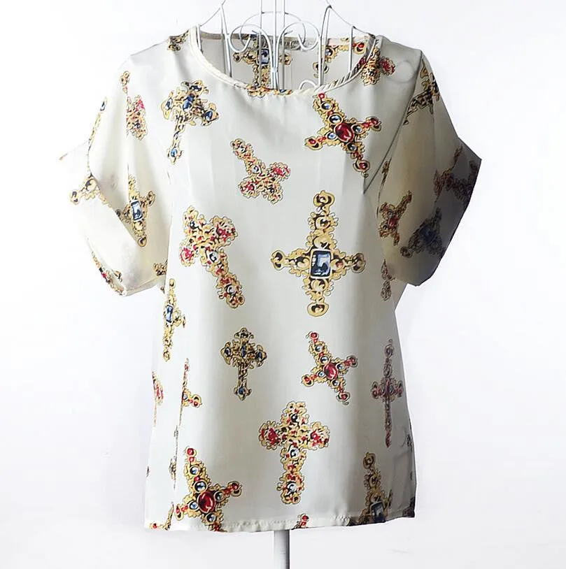 Shirt Women Blouses Kimono Chiffon Blouse Plus Size Summer Loose Colorful Print Casual Short Sleeve Blusa Feminina Stripe