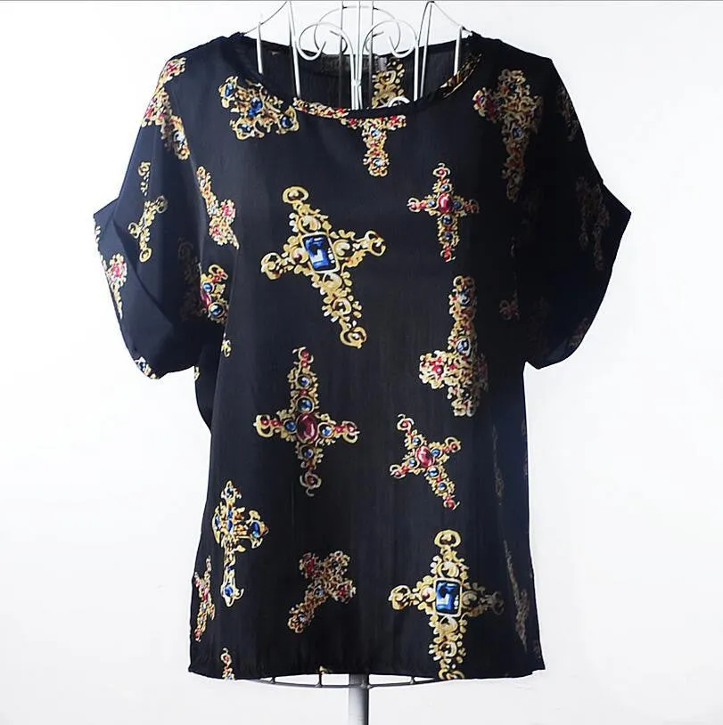 Shirt Women Blouses Kimono Chiffon Blouse Plus Size Summer Loose Colorful Print Casual Short Sleeve Blusa Feminina Stripe