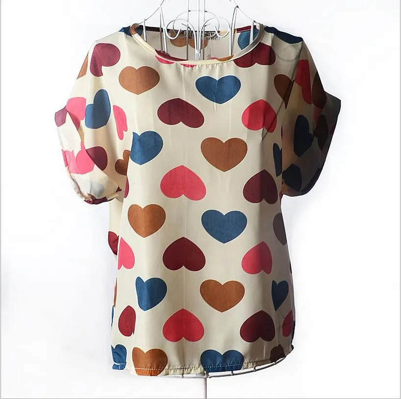Shirt Women Blouses Kimono Chiffon Blouse Plus Size Summer Loose Colorful Print Casual Short Sleeve Blusa Feminina Stripe