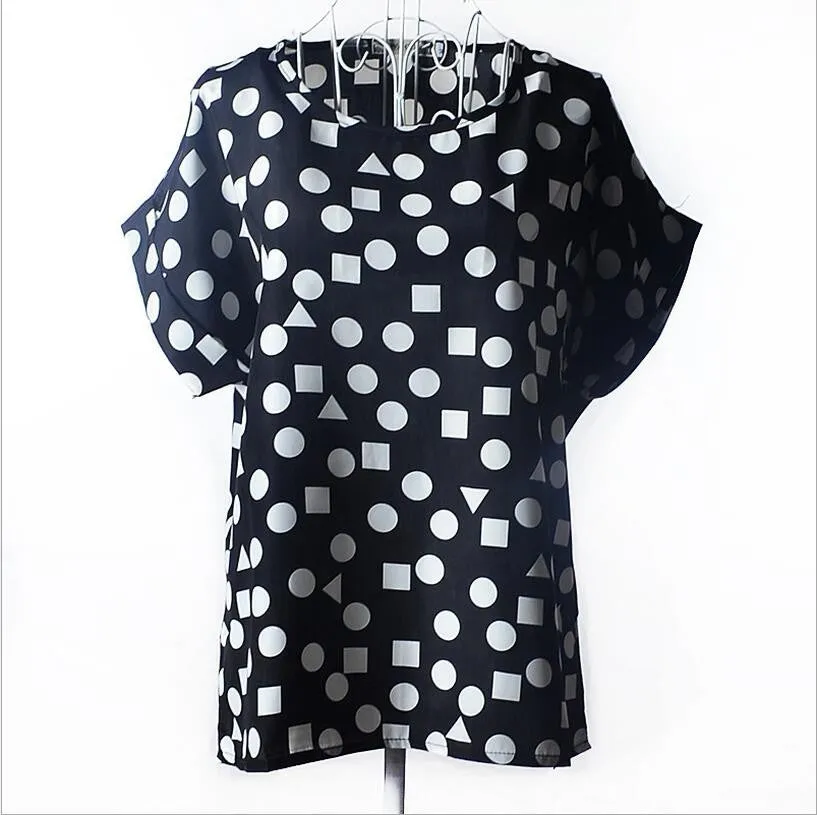 Shirt Women Blouses Kimono Chiffon Blouse Plus Size Summer Loose Colorful Print Casual Short Sleeve Blusa Feminina Stripe