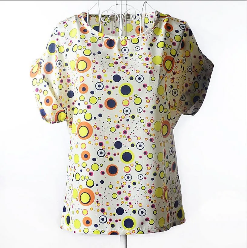 Shirt Women Blouses Kimono Chiffon Blouse Plus Size Summer Loose Colorful Print Casual Short Sleeve Blusa Feminina Stripe