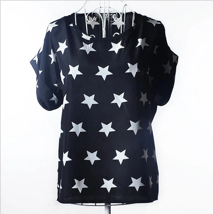 Shirt Women Blouses Kimono Chiffon Blouse Plus Size Summer Loose Colorful Print Casual Short Sleeve Blusa Feminina Stripe