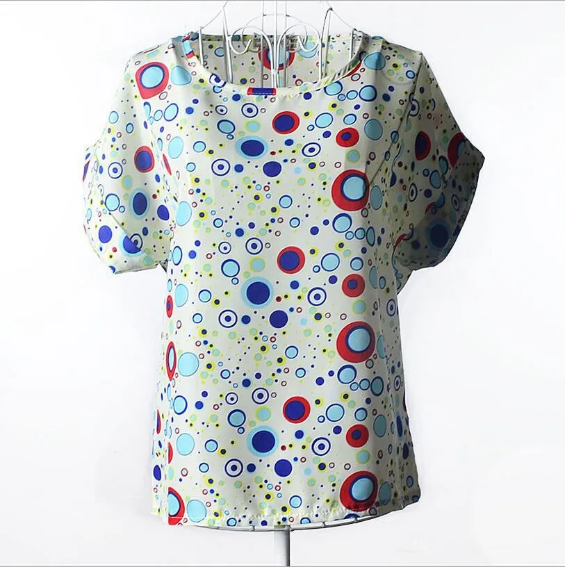 Shirt Women Blouses Kimono Chiffon Blouse Plus Size Summer Loose Colorful Print Casual Short Sleeve Blusa Feminina Stripe