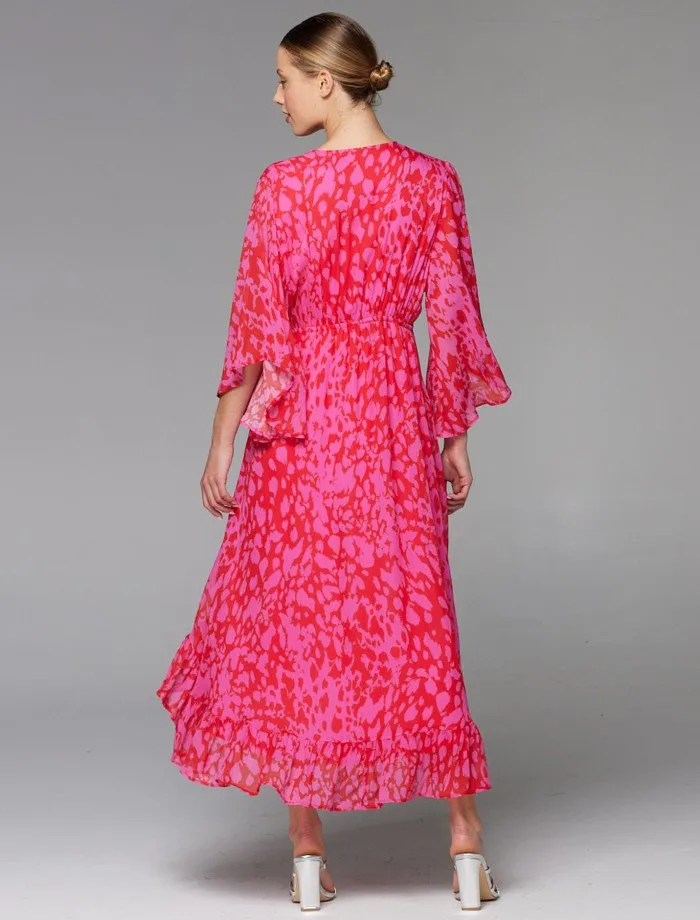 Shivers High Low Dress - Pink Animal