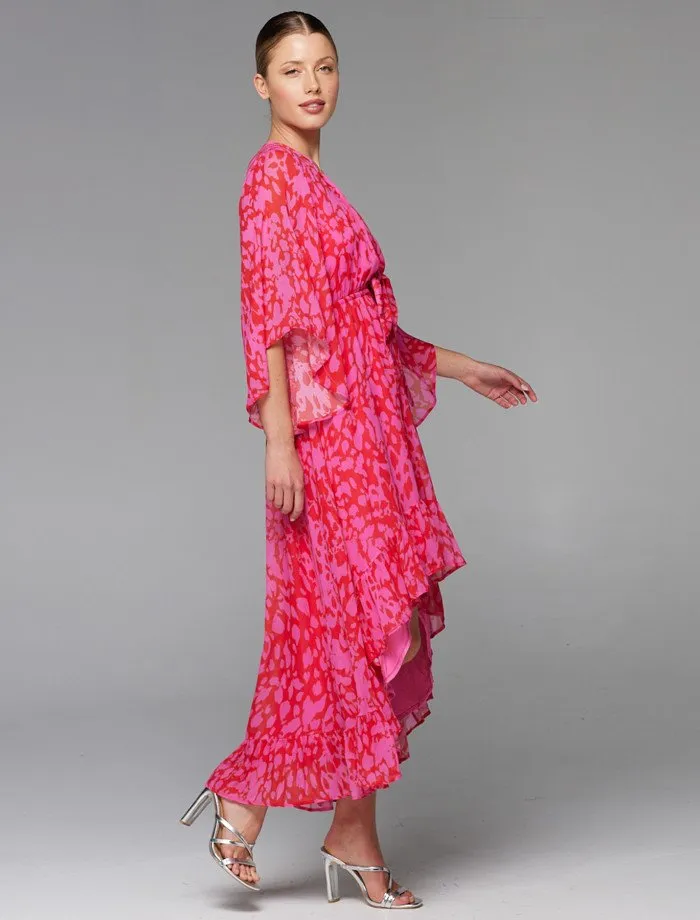 Shivers High Low Dress - Pink Animal