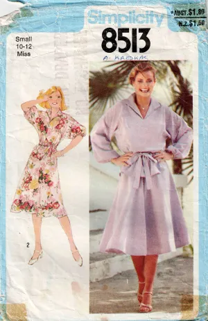 Simplicity 8513 Womens EASY Pullover Puff Sleeved Dress Top & Skirt 1970s Vintage Sewing Pattern Size SMALL 10 - 12
