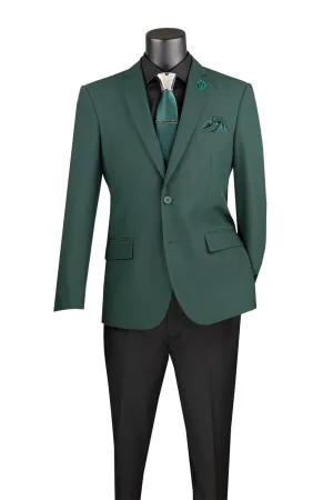 Slim Fit Single Breasted 2 Buttons Solid Color Blazer Hunter Green Z-S2PP