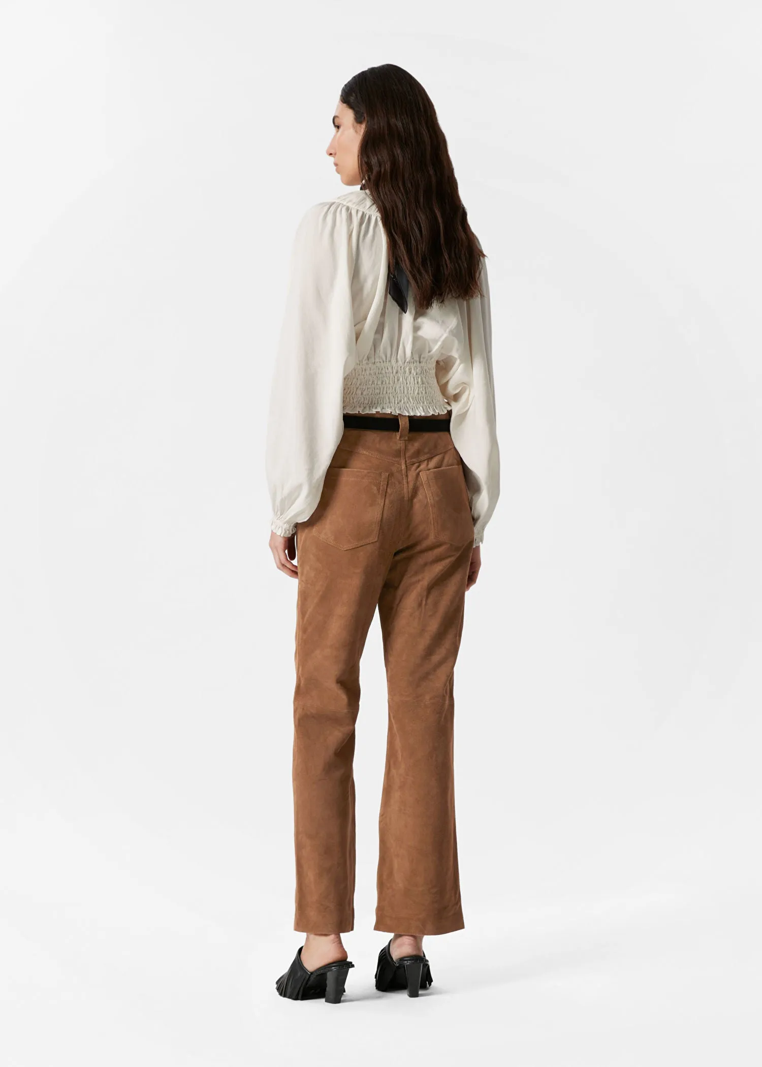 Smocked Puff-Sleeve Blouse