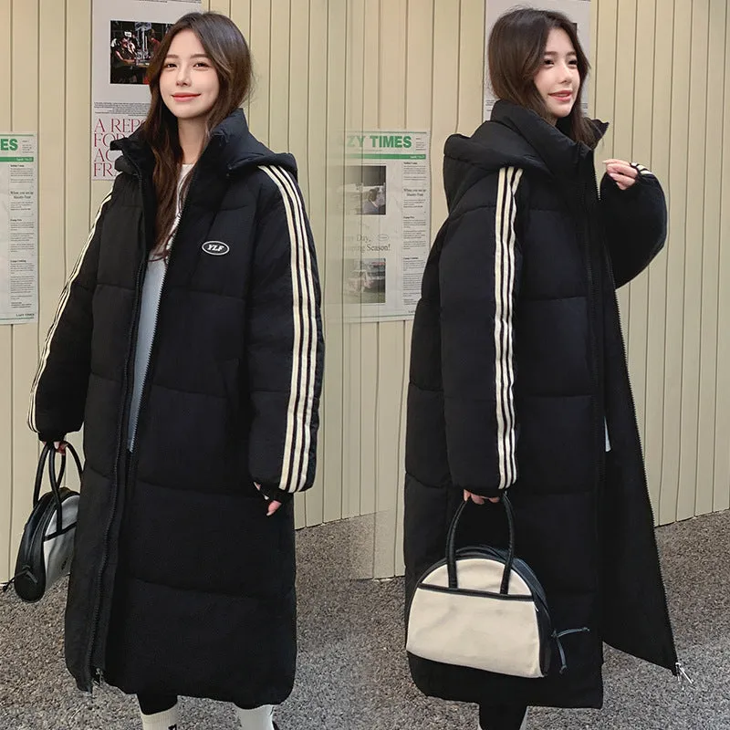 Solid Relaxed-Fit Knee-Length Puffer Coat for Women