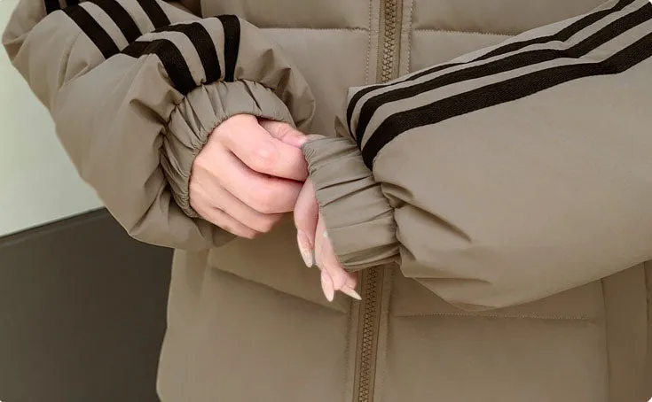 Solid Relaxed-Fit Knee-Length Puffer Coat for Women