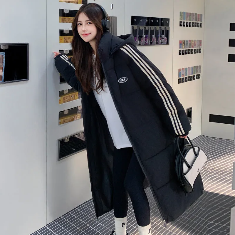 Solid Relaxed-Fit Knee-Length Puffer Coat for Women