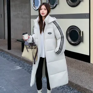Solid Relaxed-Fit Knee-Length Puffer Coat for Women