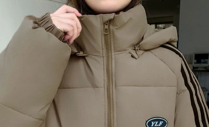 Solid Relaxed-Fit Knee-Length Puffer Coat for Women