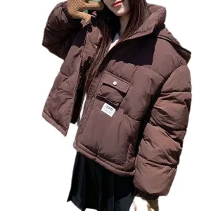 Solid Water-resistant and Windproof Women's Puffer Jacket