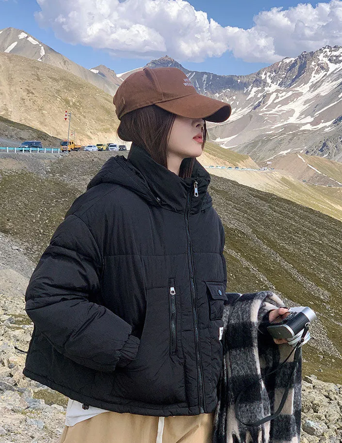 Solid Water-resistant and Windproof Women's Puffer Jacket