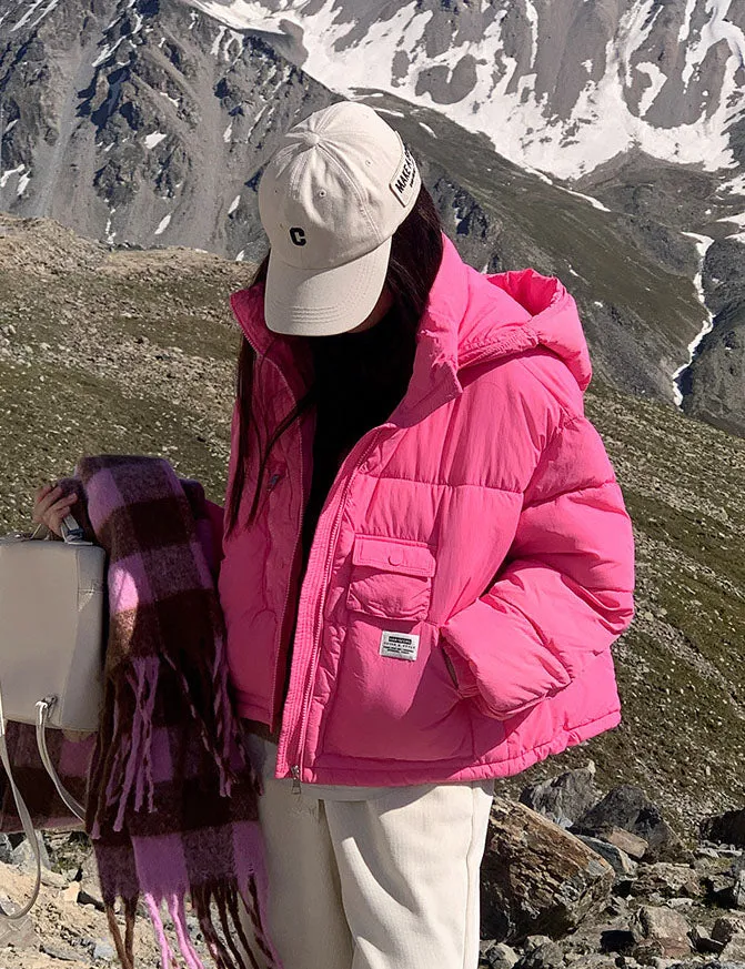 Solid Water-resistant and Windproof Women's Puffer Jacket