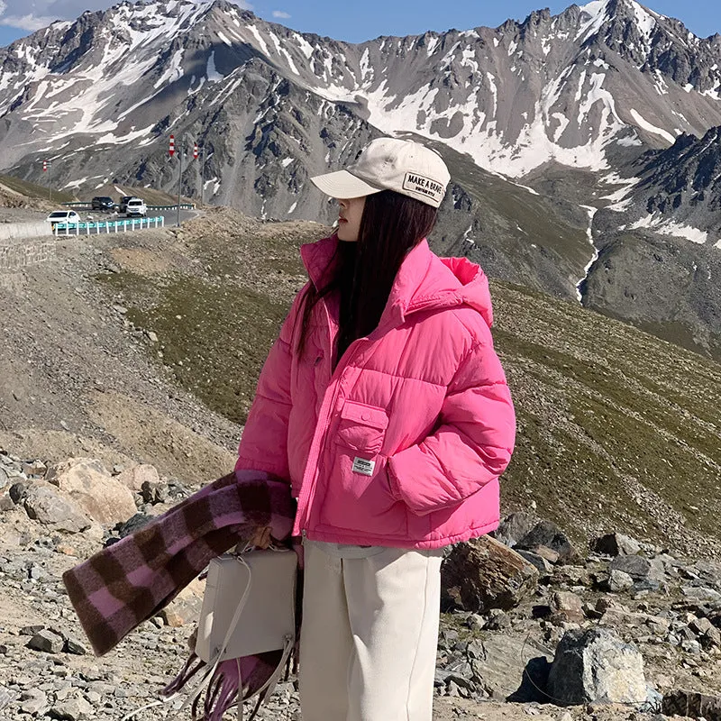 Solid Water-resistant and Windproof Women's Puffer Jacket