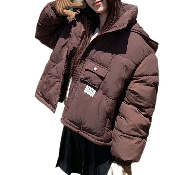 Solid Water-resistant and Windproof Women's Puffer Jacket
