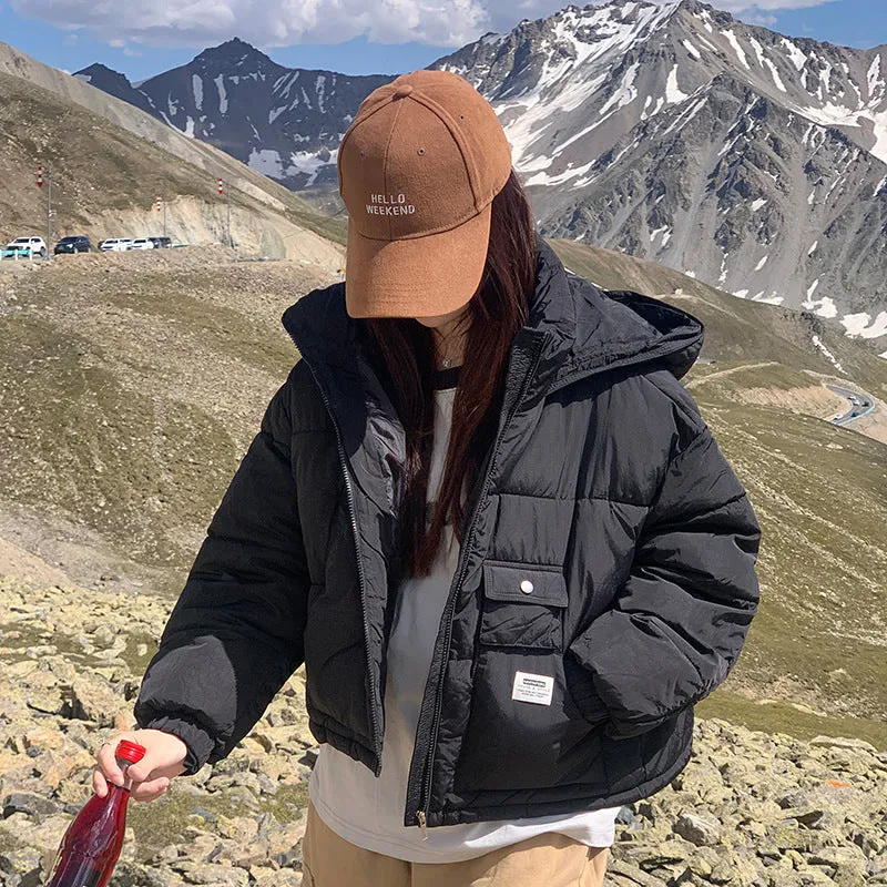 Solid Water-resistant and Windproof Women's Puffer Jacket