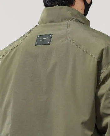 Solid Water-Resistant Puffer Jacket for Men with Cargo Style and Zip-Up Closure