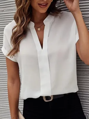 Solid White Women Shirts Blouses And Tops