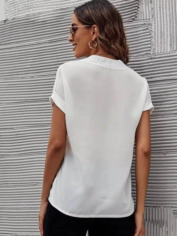Solid White Women Shirts Blouses And Tops