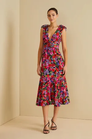 Sorena Deep V Dress in Vintage Flowers - FINAL SALE