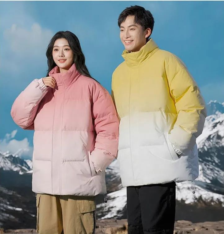 Stain-Resistant Windproof Padded Puffer Jacket in Trendy Gradient Color