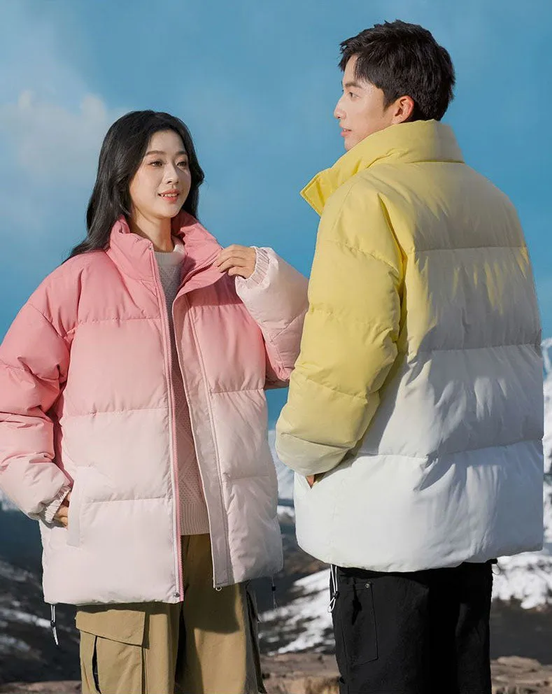 Stain-Resistant Windproof Padded Puffer Jacket in Trendy Gradient Color