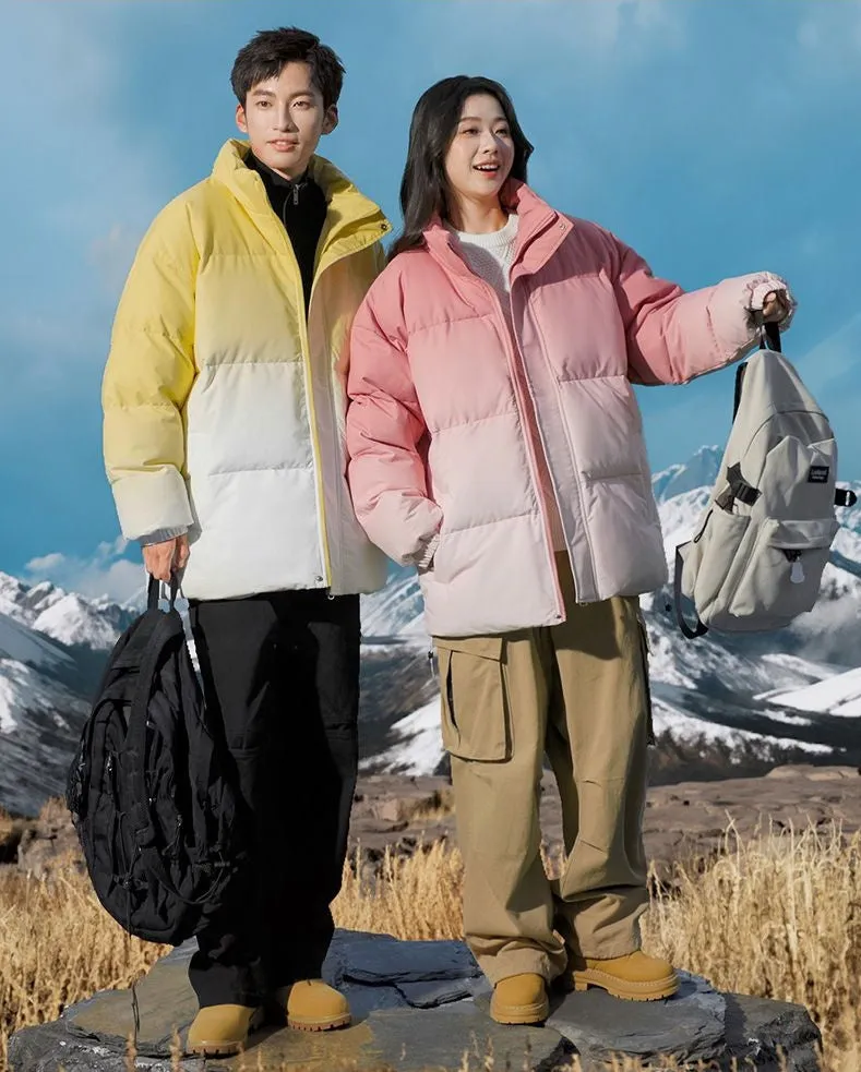 Stain-Resistant Windproof Padded Puffer Jacket in Trendy Gradient Color