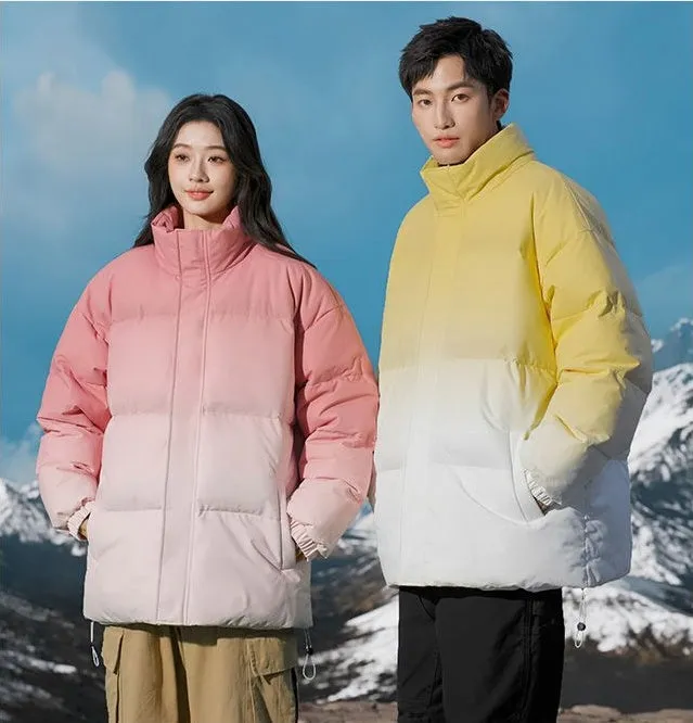 Stain-Resistant Windproof Padded Puffer Jacket in Trendy Gradient Color