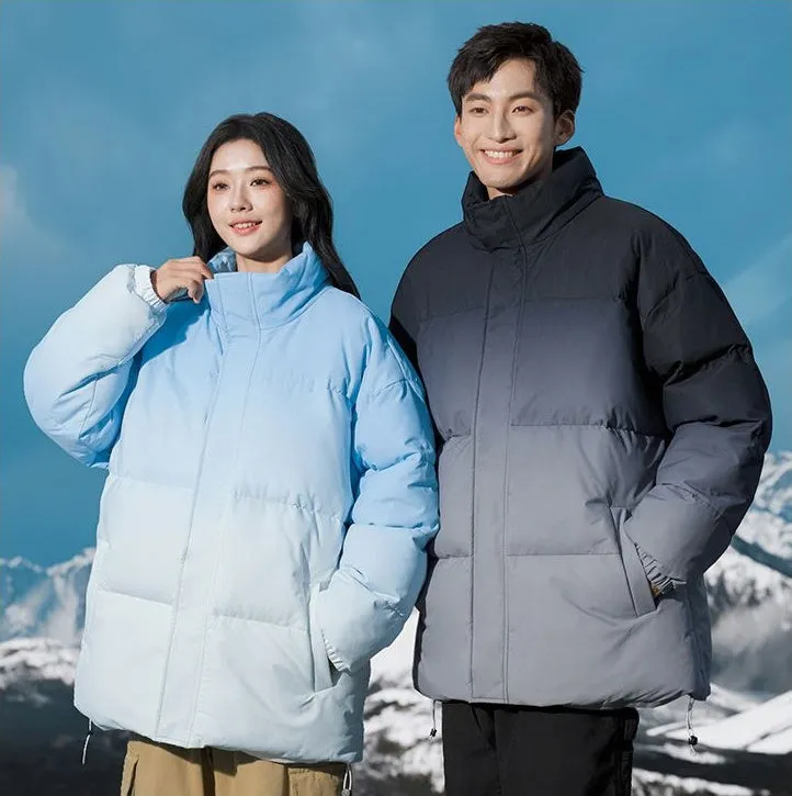 Stain-Resistant Windproof Padded Puffer Jacket in Trendy Gradient Color