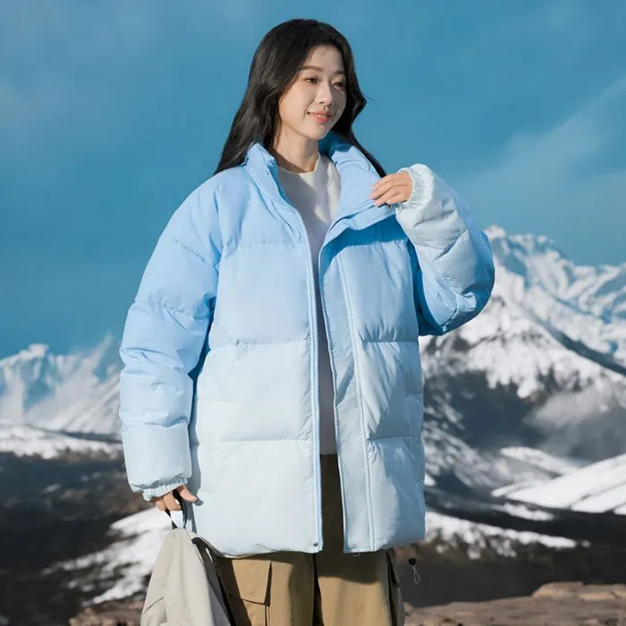 Stain-Resistant Windproof Padded Puffer Jacket in Trendy Gradient Color