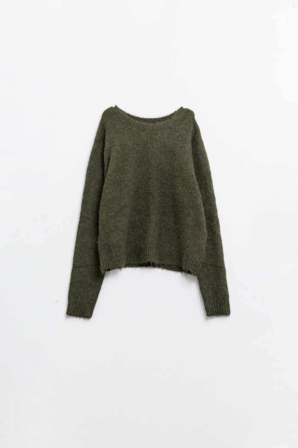 standard fit soft knit sweater in khaki
