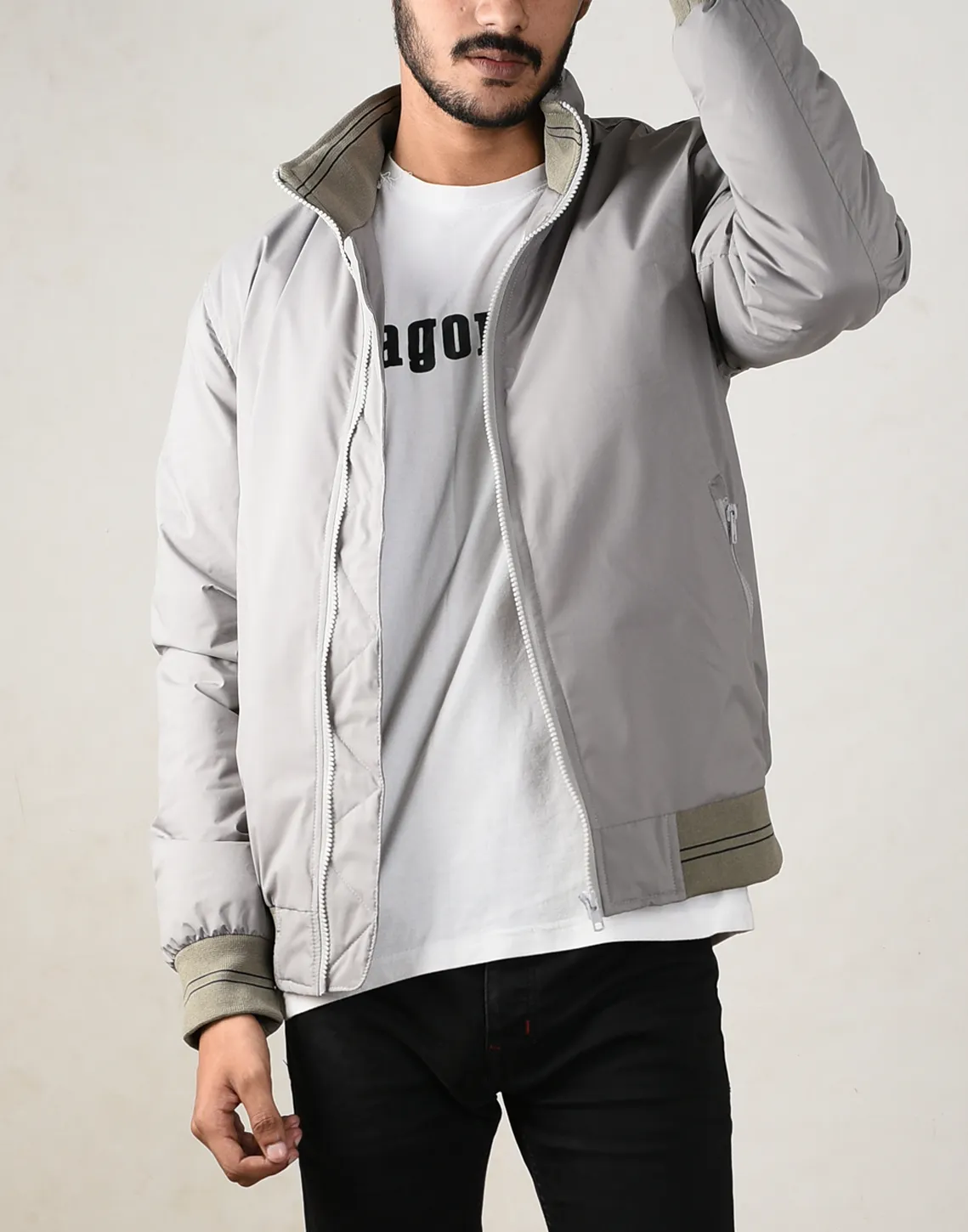 Stormy Gray Bomber Jacket
