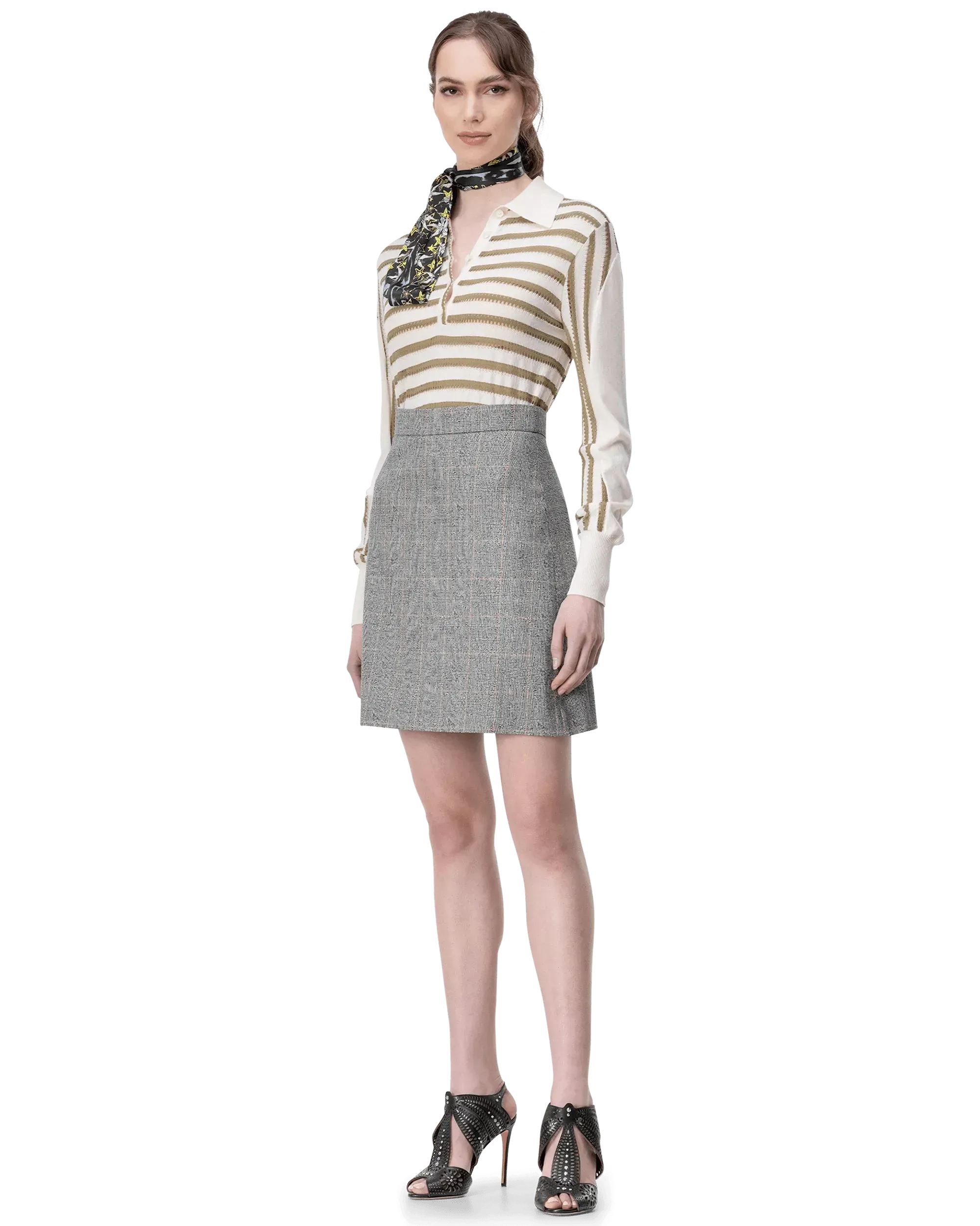Striped Long Sleeve Polo Sweater