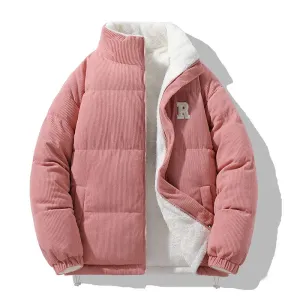 Stylish Windproof Puffer Jacket with Stand-Up Collar