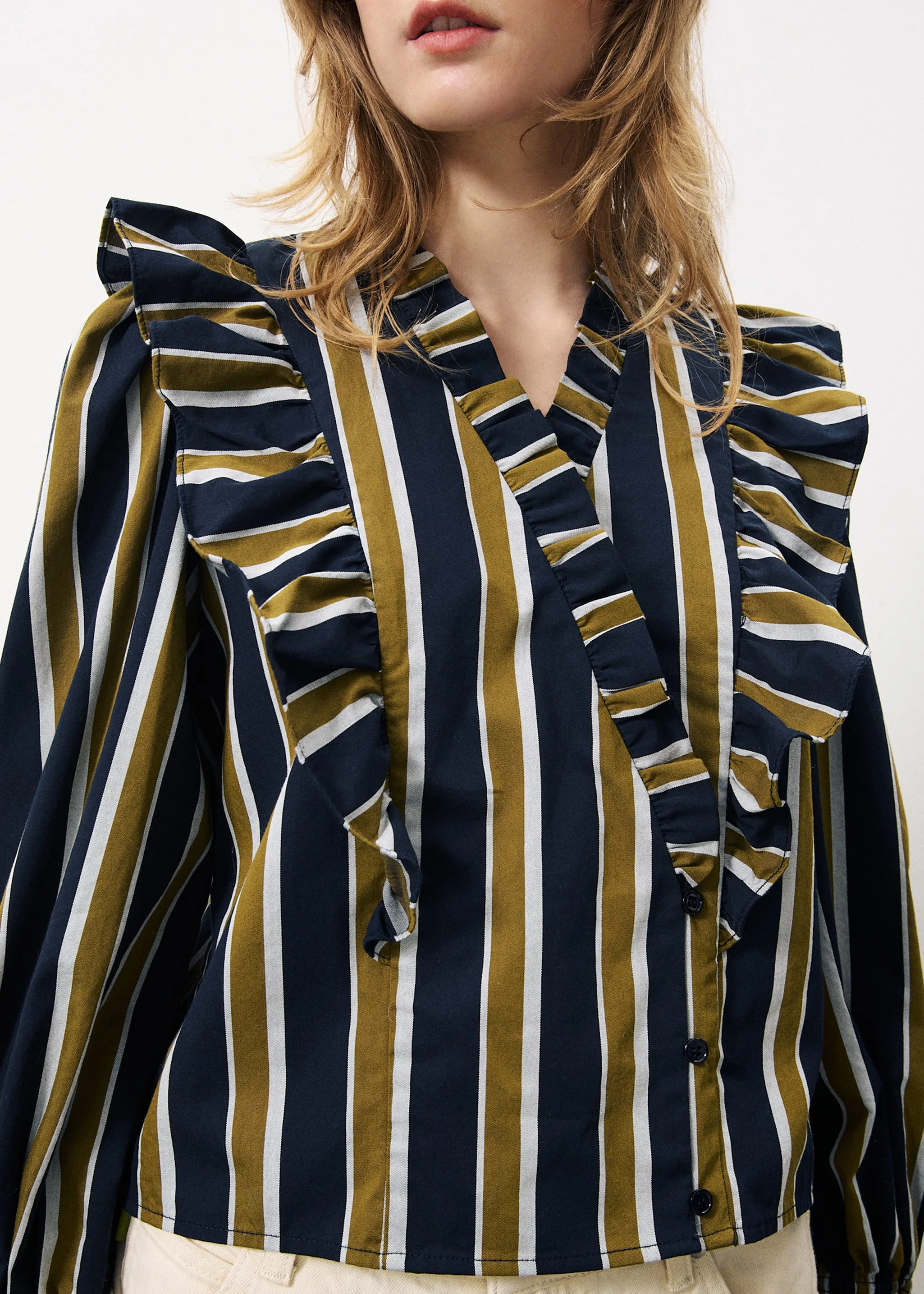 Taya Blouse - Navy/Olive