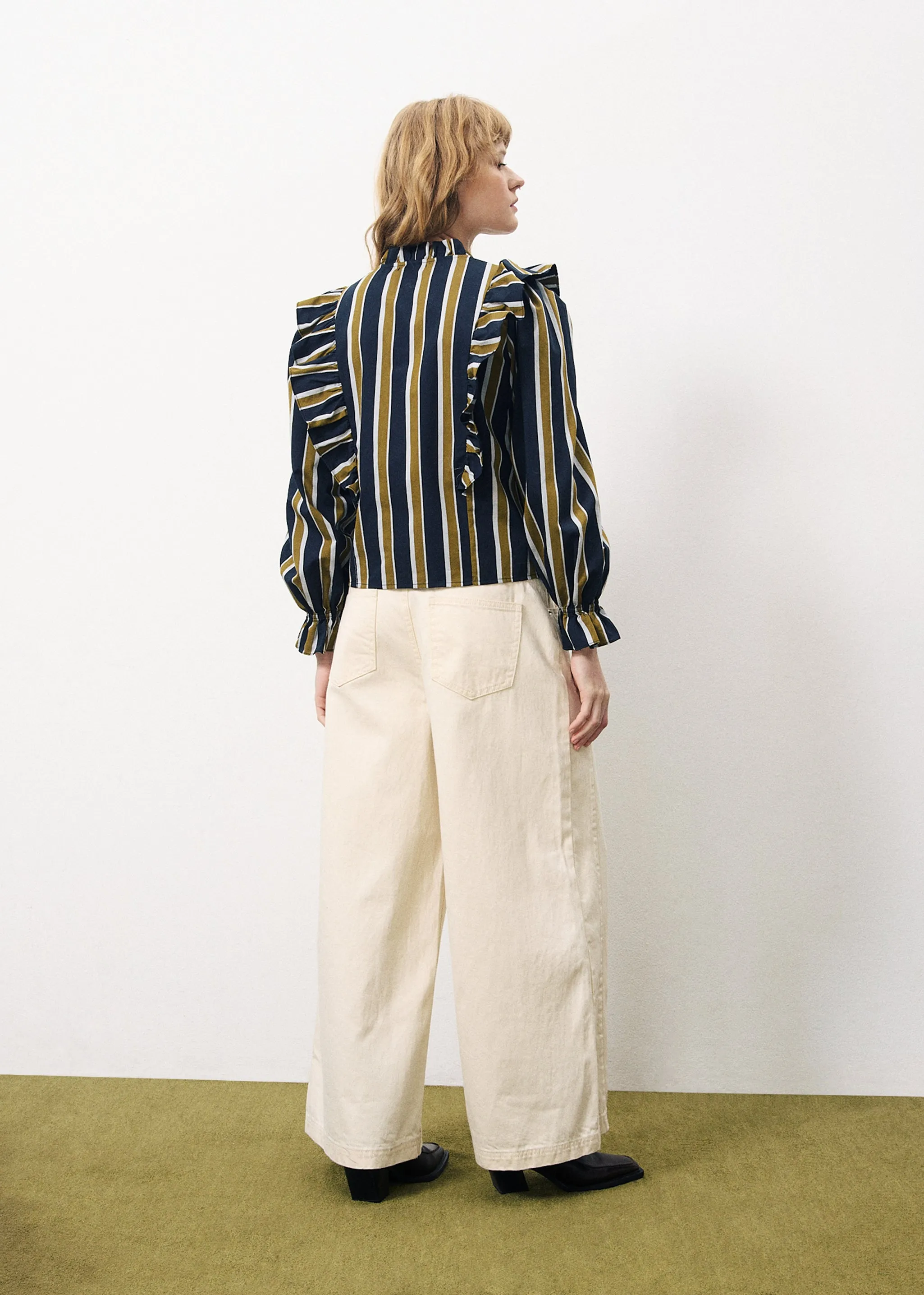 Taya Blouse - Navy/Olive