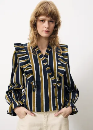 Taya Blouse - Navy/Olive