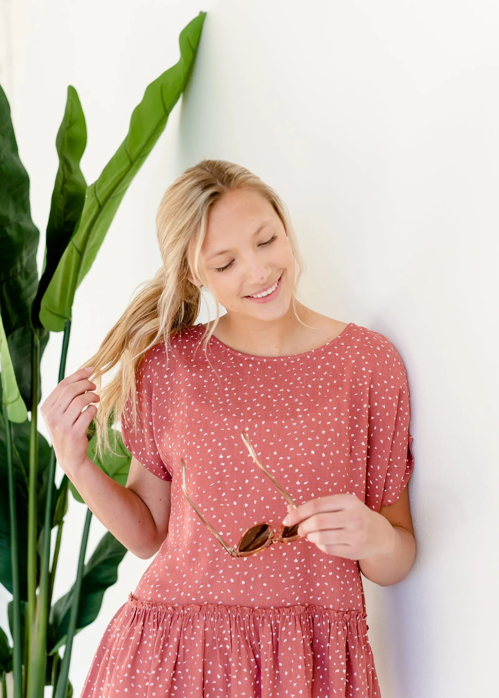 Terracotta Abstract Peplum Top