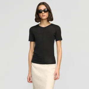 Thea Semi-Sheer Tencel Crew-Neck Tee