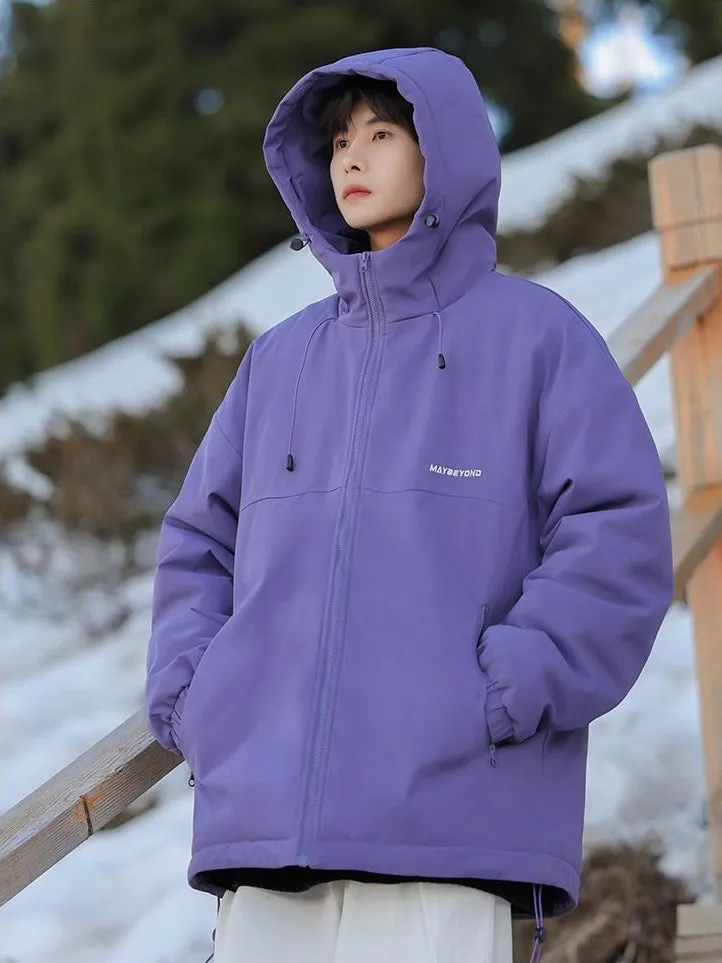 Thickened Quilted Hooded Puffer Jacket for Outdoor Activities