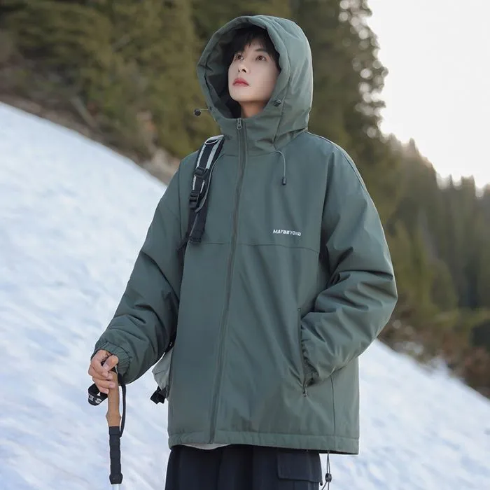 Thickened Quilted Hooded Puffer Jacket for Outdoor Activities