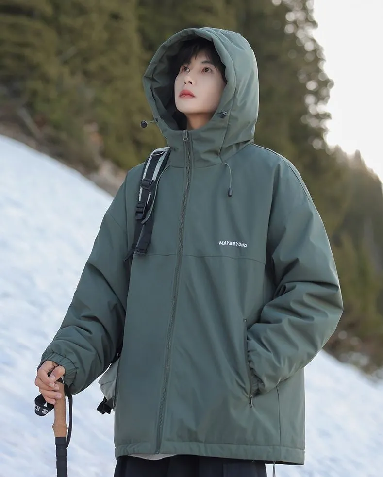 Thickened Quilted Hooded Puffer Jacket for Outdoor Activities