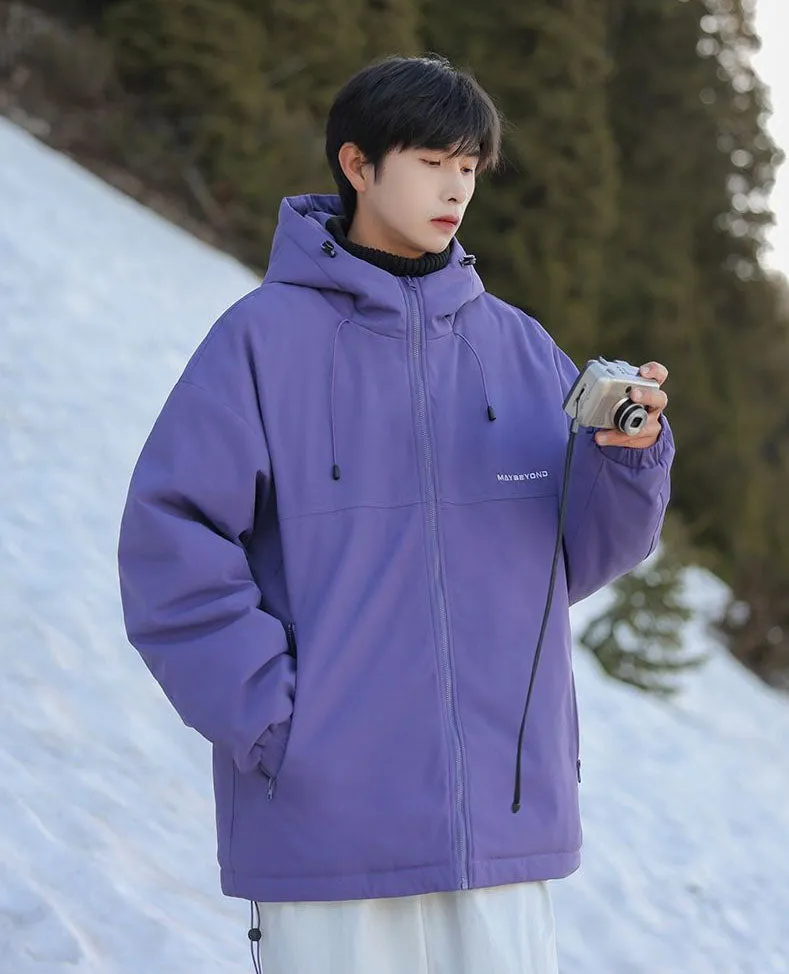 Thickened Quilted Hooded Puffer Jacket for Outdoor Activities